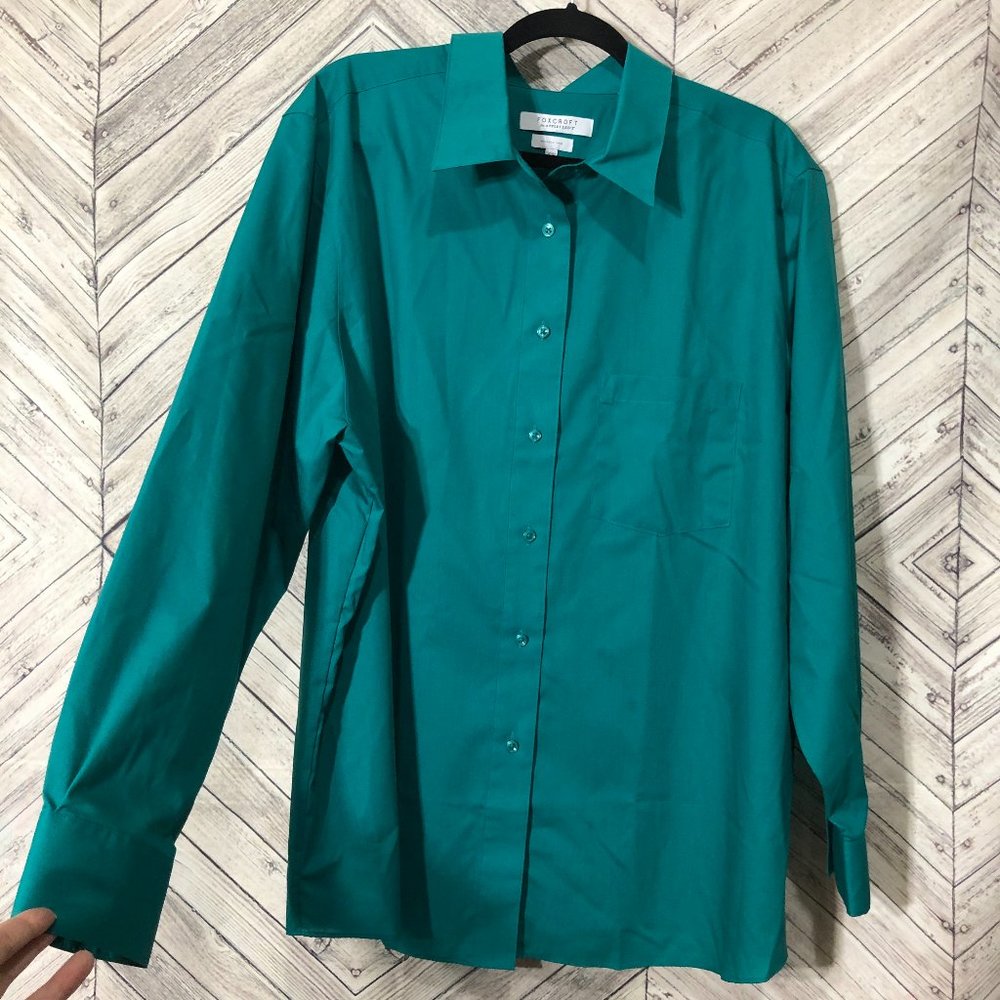 foxcroft wrinkle free 20W teal green blouse
